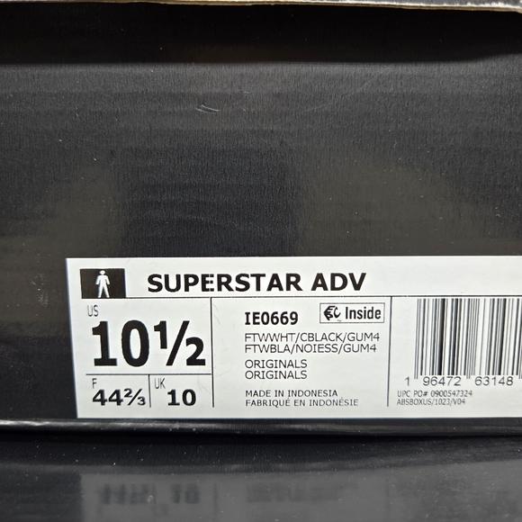 Adidas Superstar ADV IE0669 White Black Gum Men's Shoes Size 10.5 New - Picture 8 of 8
